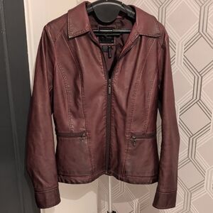 Elegant Maroon Leather Jacket for Women